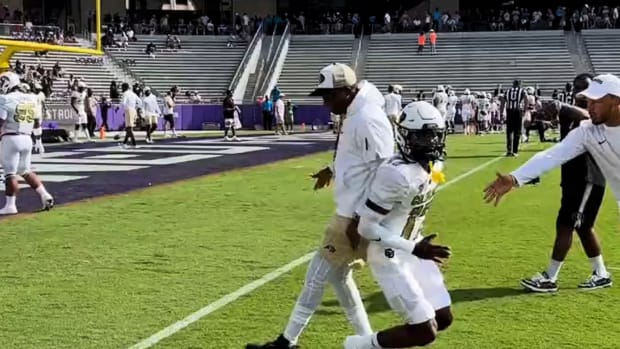 Colorado Buffaloes in pregame warm ups at TCU